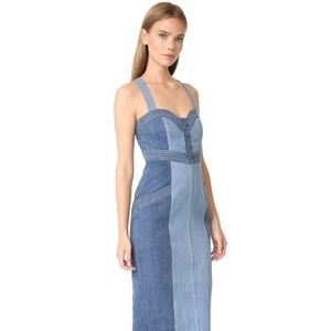 N/Nicholas Denim Pinafore Two-Tone Midi Dress